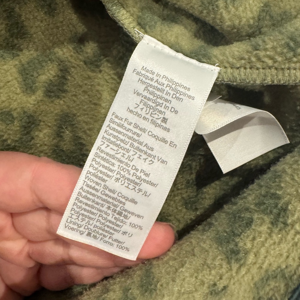 Green Leopard Print J Crew Fleece Pullover - Picture 3 of 6